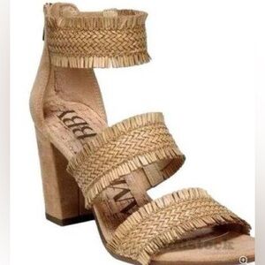 Sam & Libby Esther Suede Raffia sandals coastal beachy boho resort versatile 8